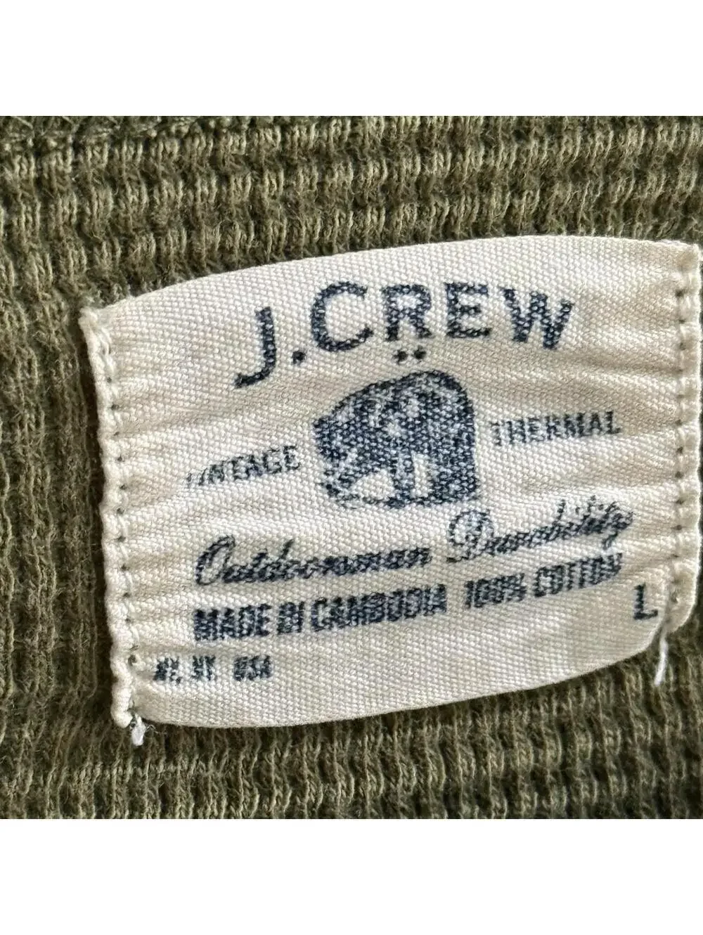 🫒 J.Crew Factory Olive Waffle Knit Thermal Long Sleeve